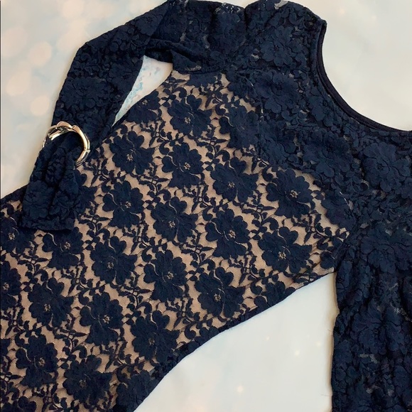 ❌SOLD❌ASOS Club L Navy Blue Bodycon Lace Dress - Picture 6 of 8